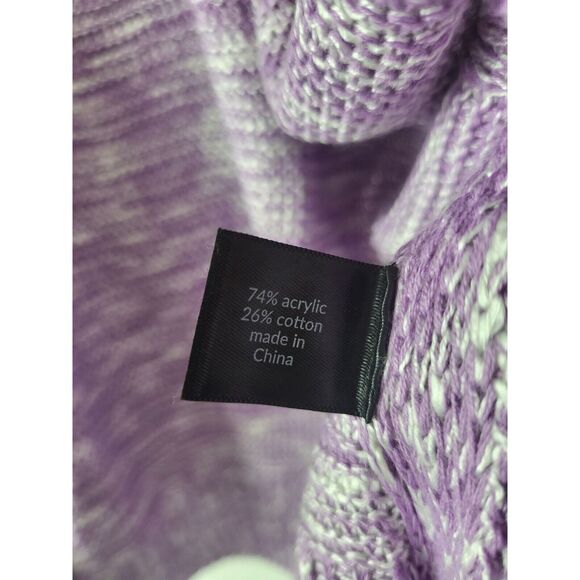 Lane Bryant Cardigan 14/16 Womens Plus Size Purple White Short Sleeve Button NWT - Picture 4 of 5